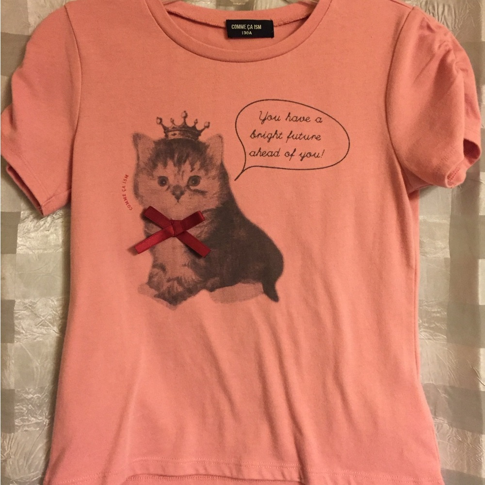 Pink Cat Graphic Tee for Kids